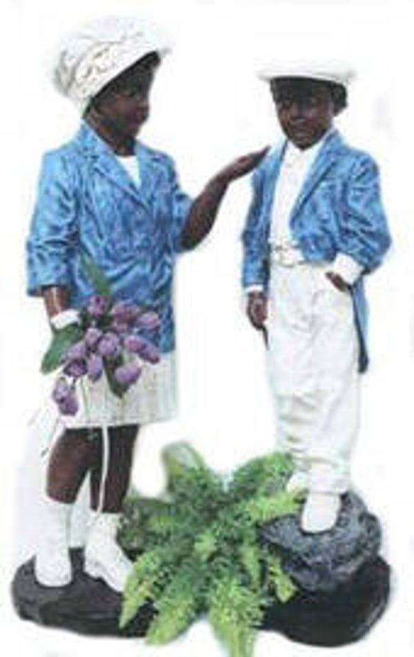 NM116 EN NJ109 NEGER MEISJE EN JONGEN JAENS BLAUW