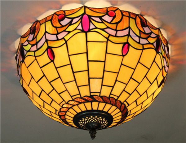 CE160025-16 tiffany ceiling lamp Round Glass  50 cm
