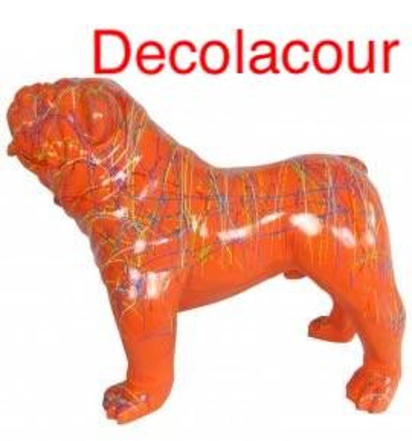 Az206 Hond Engelse bulldog orange multicolor  polyester résine 60 x 90 cm