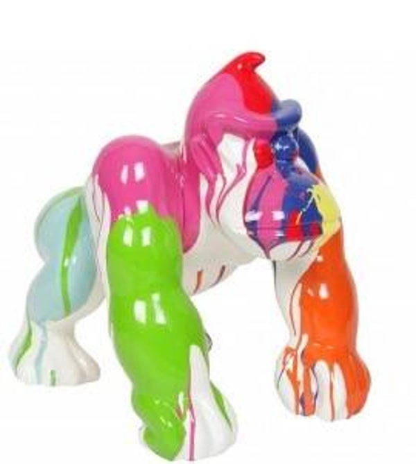 DG53  Jungle Gorilla aap multicolor wit drop op 4 poten  40 cm