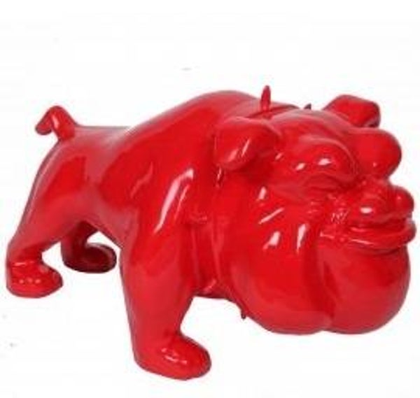 DHC84 FUNNY HOND ENGELSE BULDOG ROOD OF ZWART POLYESTER RÉSINE 30 X 60 CM