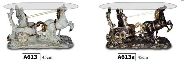 Salon Tafel Romijnse kar met paard polyester résine 45 x 90 cm