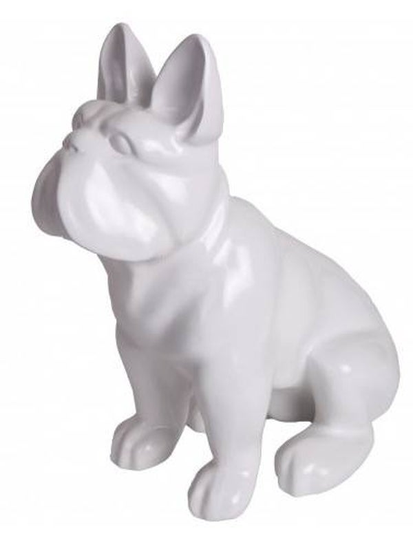 DHC89 Hond france bulldog zit wit   polyester résine 80 cm