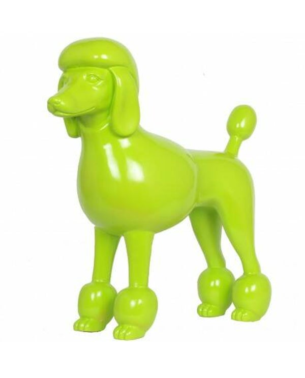 Poedel hond groen staand polyester résine 65 cm