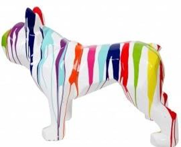 Az107 France  bulldog hond wit of zwart multicolor drop 50 x 80 cm