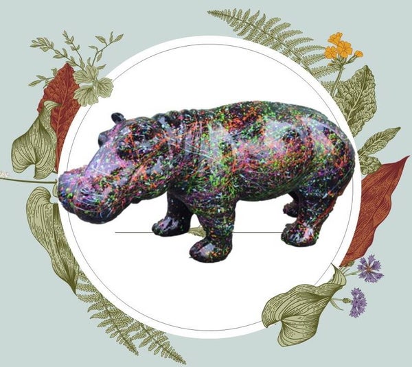 A1571 Jungle nijlpaard  zwart multicolor spin 86 X 175 X 62 CM
