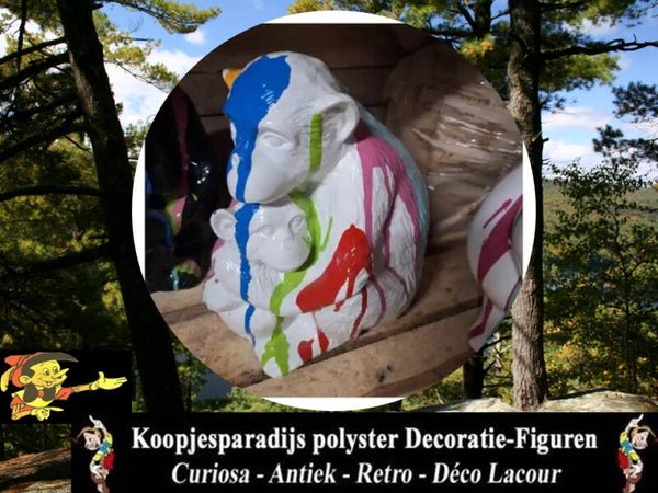 DAP28 Gorille aap met baby polyester wit of zwart multicolor 30 cn