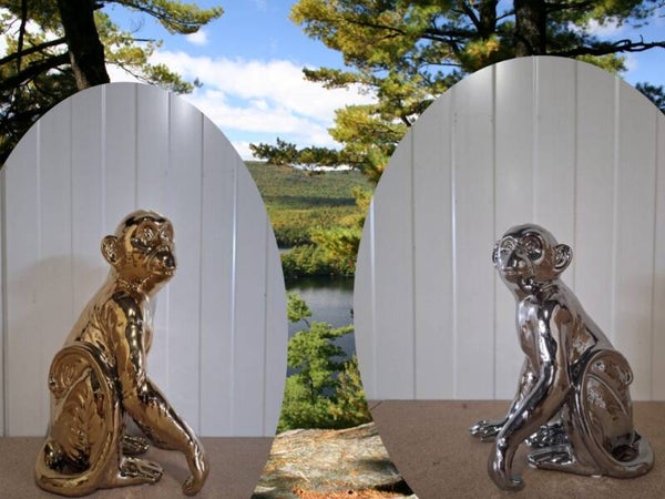 Aapje zit goud of zilver chroom 30 cm verp 4