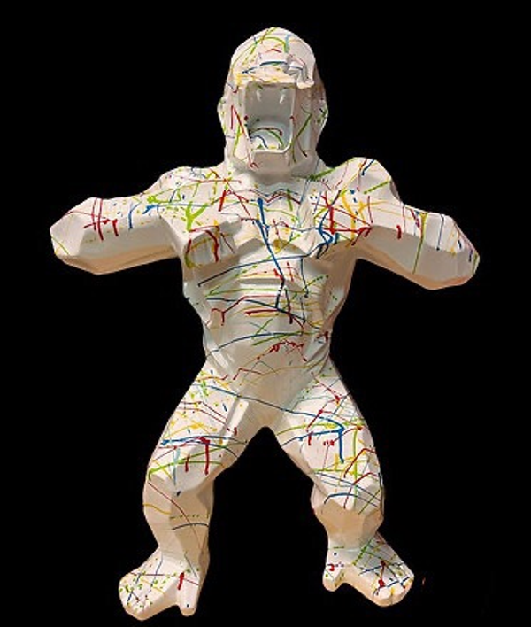 Gorilla origami wit multicolor splach 85 CM