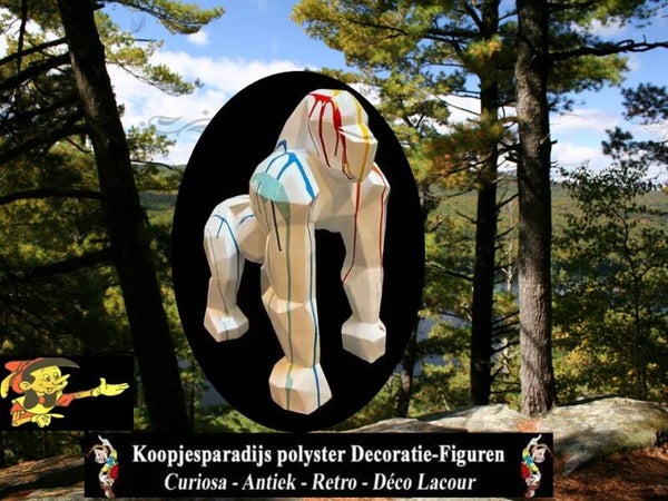 A1815 Jungle gorilla aap origami zwart of wit multicolor polyester résine 130 X 100 X 85 CM