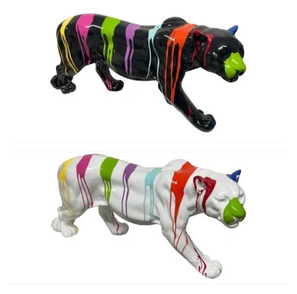 Panther lopend glad kleur zwart of wit multicolor 45 x 80 cm