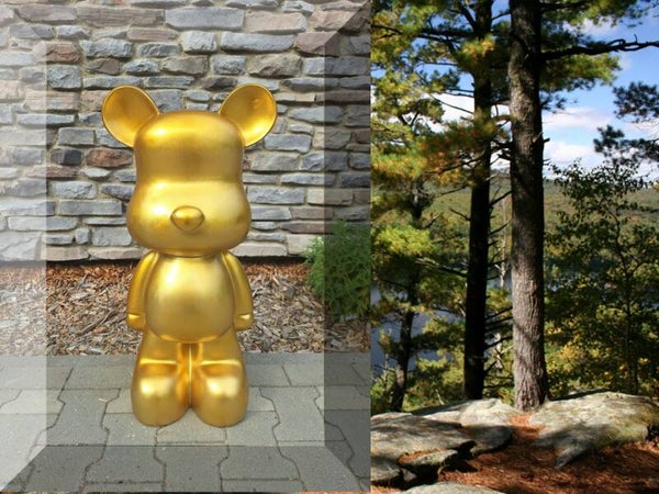 Cartoon Beer staand laminaat  goud 80 cm