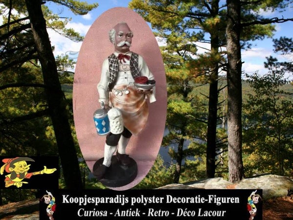 Waard met bier potten  en worst polyester résine 70 cm