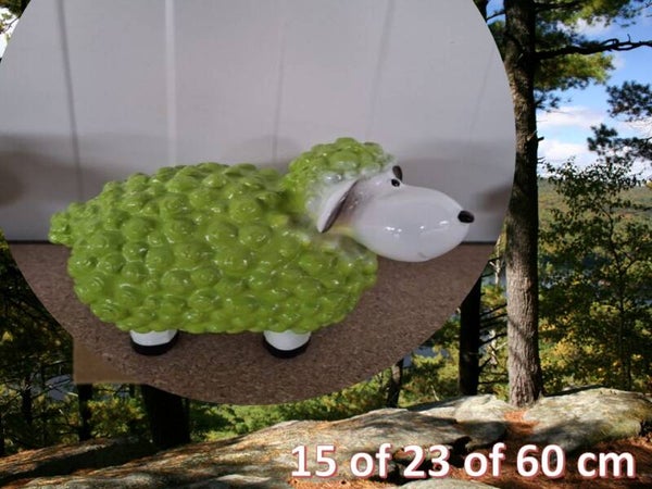 BS201060 Funny Groen Bol schaap polyester résine 60 cm