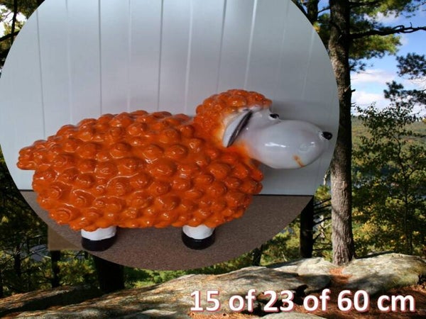 Funny Cartoon schaap orange staand polyester résine 60cm