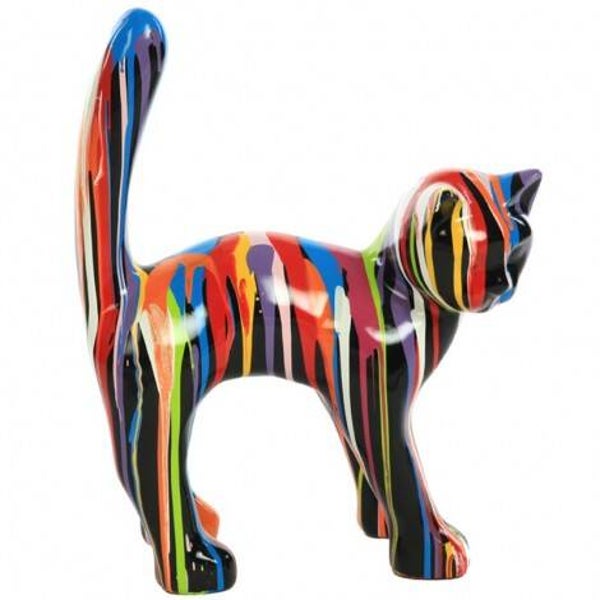 DPCR3 Parijse  Kat Multicolor druip met staart in de Lucht 45 cm