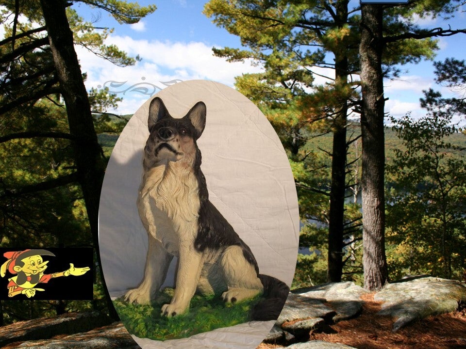 Duitse herders Hond Polyester résine zit op sokel 54 cm