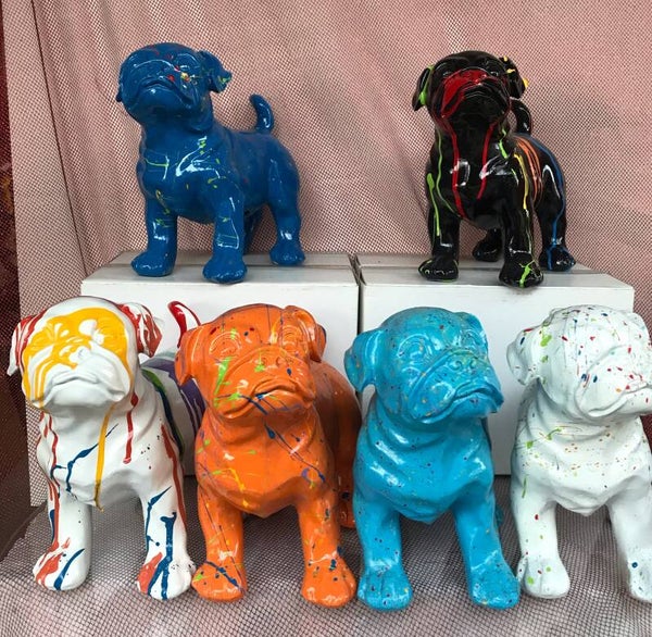 DHC20 Hondje staand zwart of ass multicolor spin 20 cm