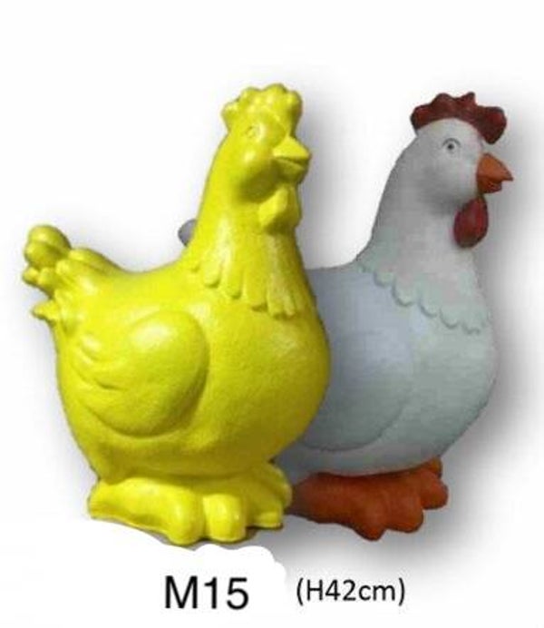 DKF132 KIP M15 WIT OF GEEL STAAND polyester résine  42 CM