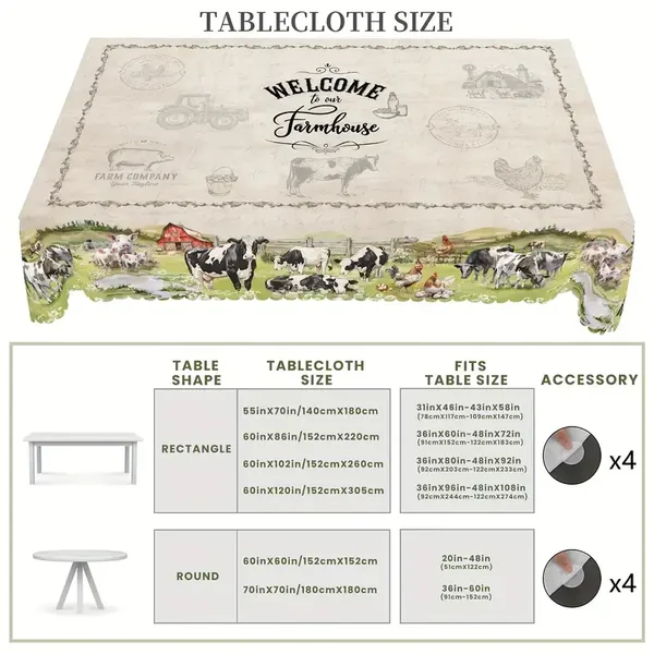 Tafelkleed rechthoek koe welkom 140 x 180 cm