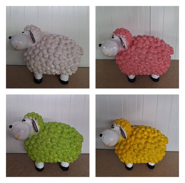 BS201060  Funny  cartoon bol schaap goud polyester résine 60 cm