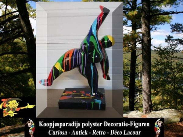 DDU26 Design Dame op één been Zwart of wit multicolore  drop polyester résine 80 cm