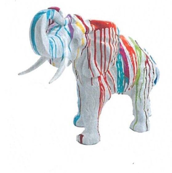 DOL90 Jungle olifant slurf omhoog wit multicolor polyester résine 90 cm