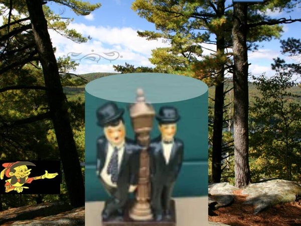 Laurel & Hardy bij lantaarn paal 25 X 15 CM