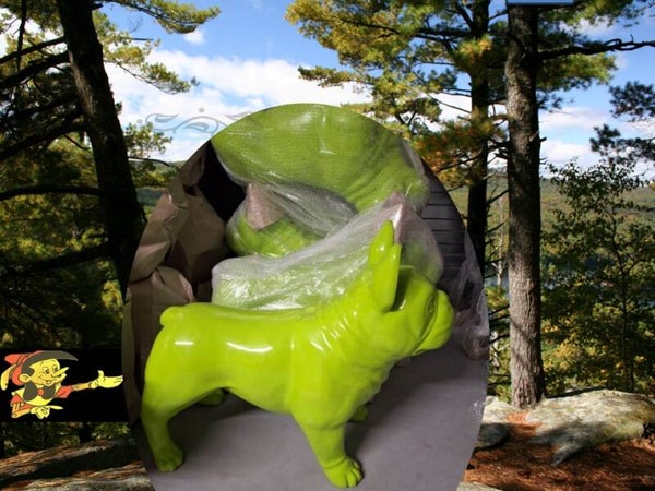 DHC66 Hond France Bulldog lemoen groen polyester résine 60 x 90 cm