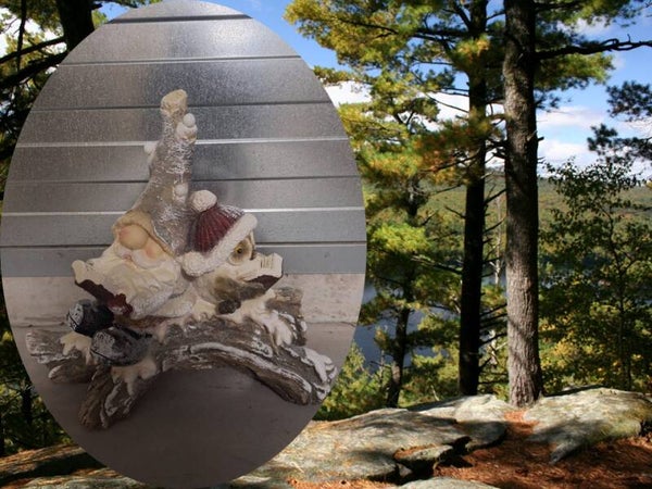 KERSTMAN EN UIL OP STRONK MET LICHT 50 X 50  CM VERP 2