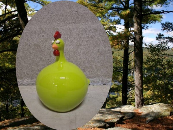 Funny kip dik glad groen 15 cm