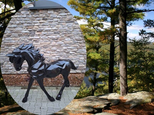 paard origami staand laminaat 108 x 86 cm