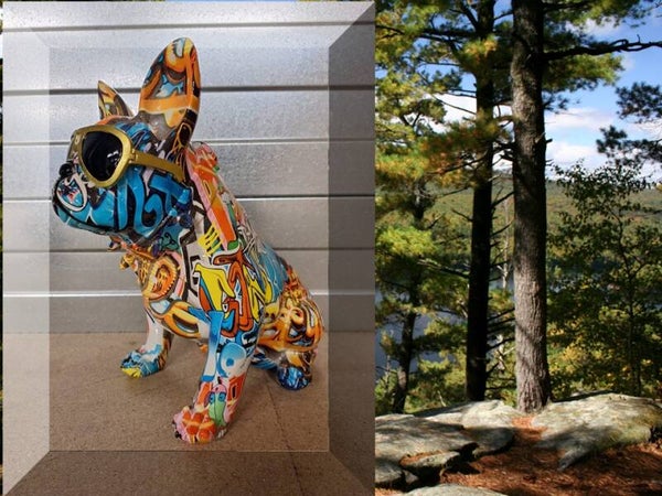 Franse Buldog Zit Bril 33 x  34 x 32 x  19cm. Verp 4