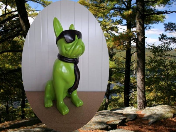 FB213040 France Buldog zit met bril en das kleur ass 40 cm verp 4