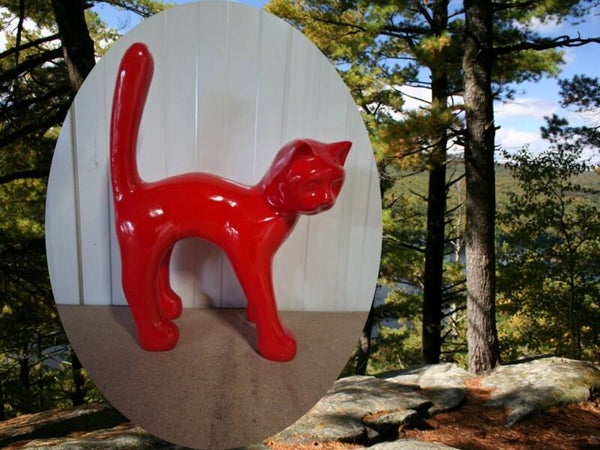 Parijse kat rood met staart in de lucht 105 cm