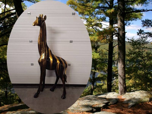 Giraffe staand zwart goud laminaat 180 cm