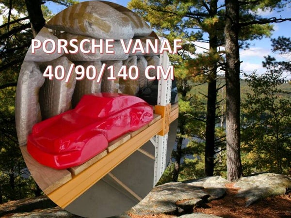 Auto porsche wit of antiek brons polyester 90 cm