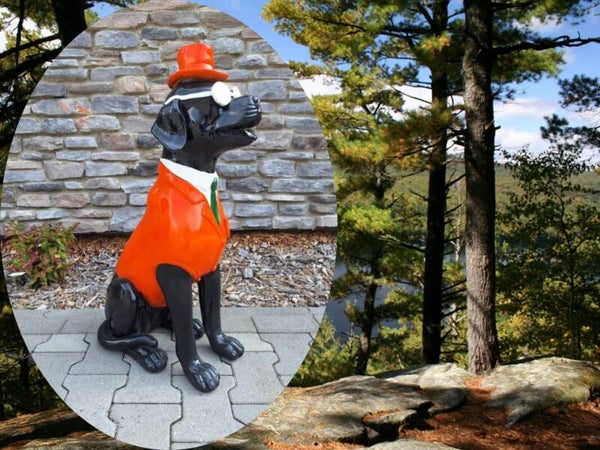 smoking hond  met hoed en bril  31 cm  verp 8