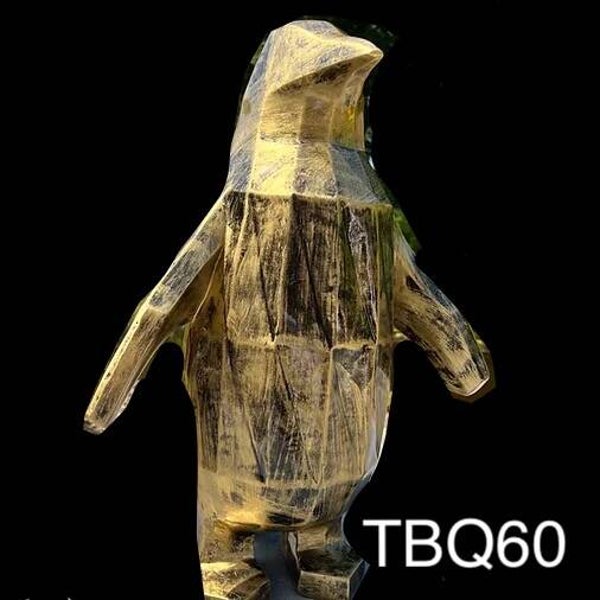 TBQ60 Pinguïn  brons  kleur origami  polyester résine 60 cm