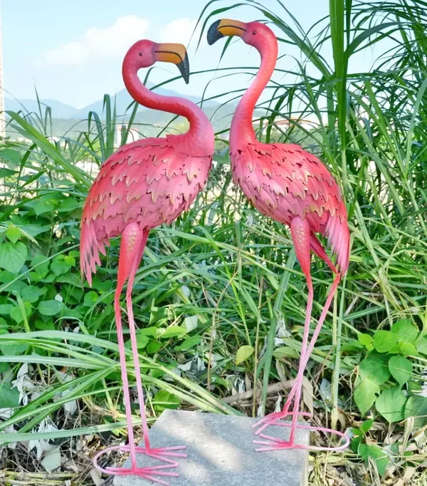Flamingo roze op metaal voet 125 cm