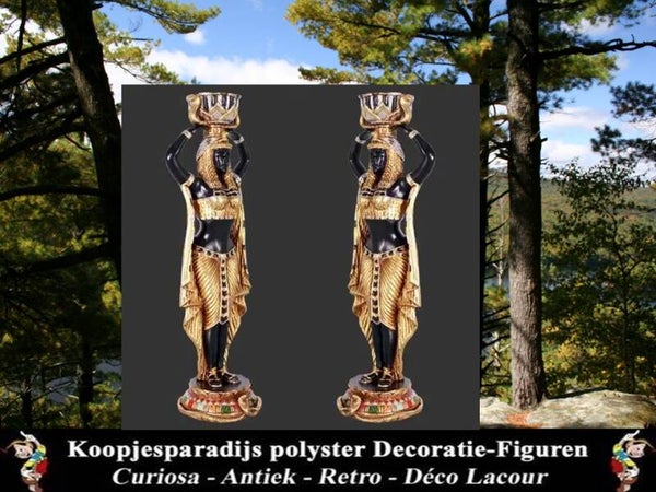curiosa  Dame Egypte met corf polyester résine 145 cm