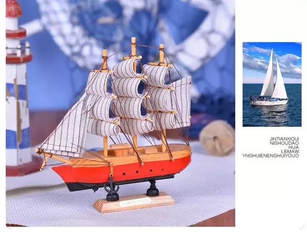 Simuleer Kleine Zeilboot Model Bureau Ornament Massief Hout Ambachtelijke