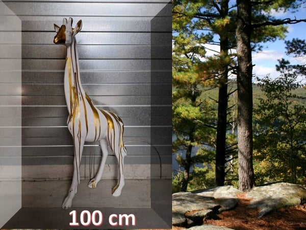 giraffe staand wit goud druip 100 cm