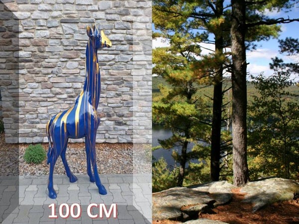 giraffe staand blauw goud druip 100 cm