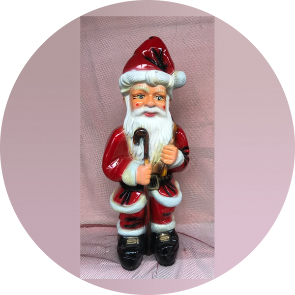 Kerst man met rugzak polyester résine 60 cm