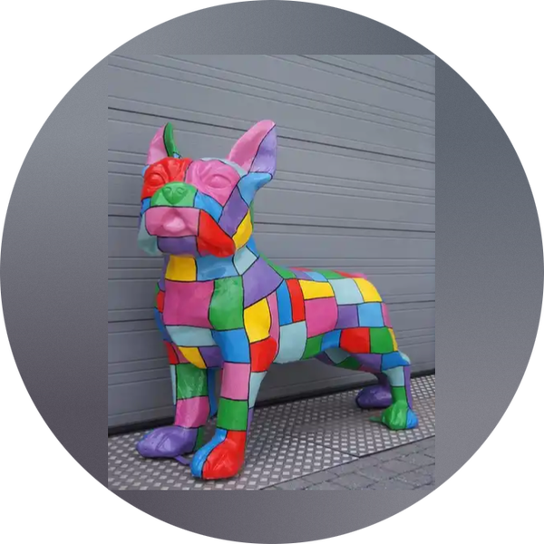 ART pop  Hond  France buldog XXL multicolor block  180 x 155 cm