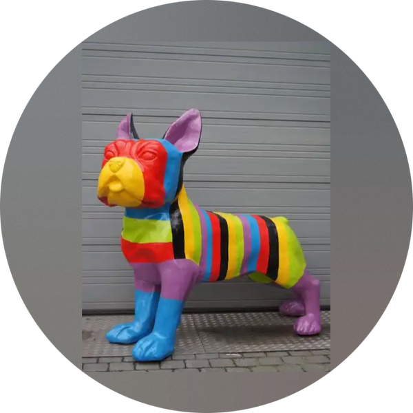 DHC15 Hond  France buldog XXL multicolor streep 180 x 155 cm