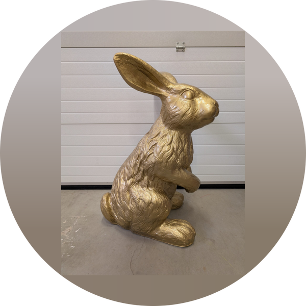konijn zit grijs goud polyester  résine 115 cm