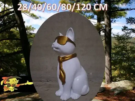 Kat zit met bril en das polyester résine 60 cm