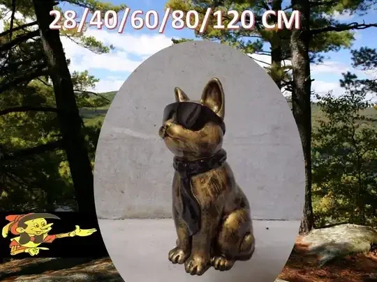 Kat zit met bril en das polyester résine 40 cm Verp 4